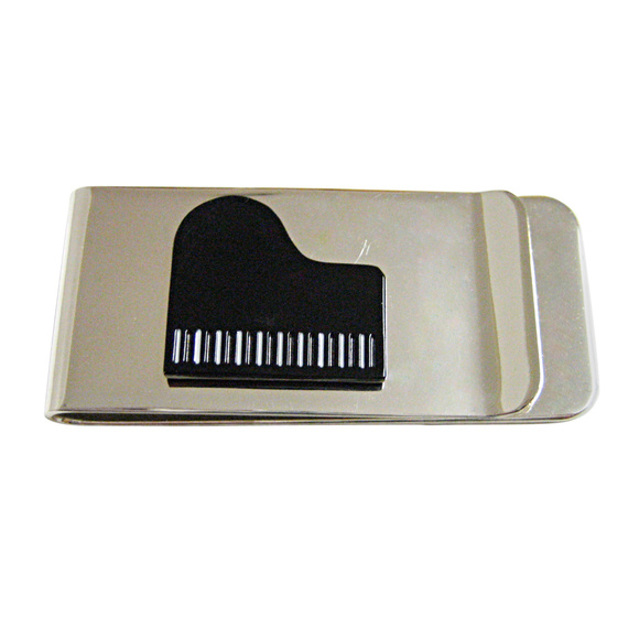 Music, Funky Music, Collage, Stainless Steel Money Clip  Black Musical Piano Money Clip